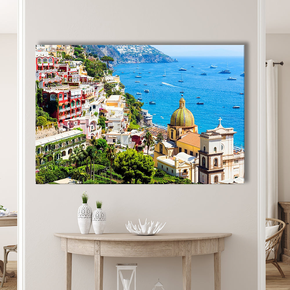 Positano Amalfi Coast Salerno Province Campania Italy Large Stretched Canvas, Cavas Print Wall Art Hom Decor