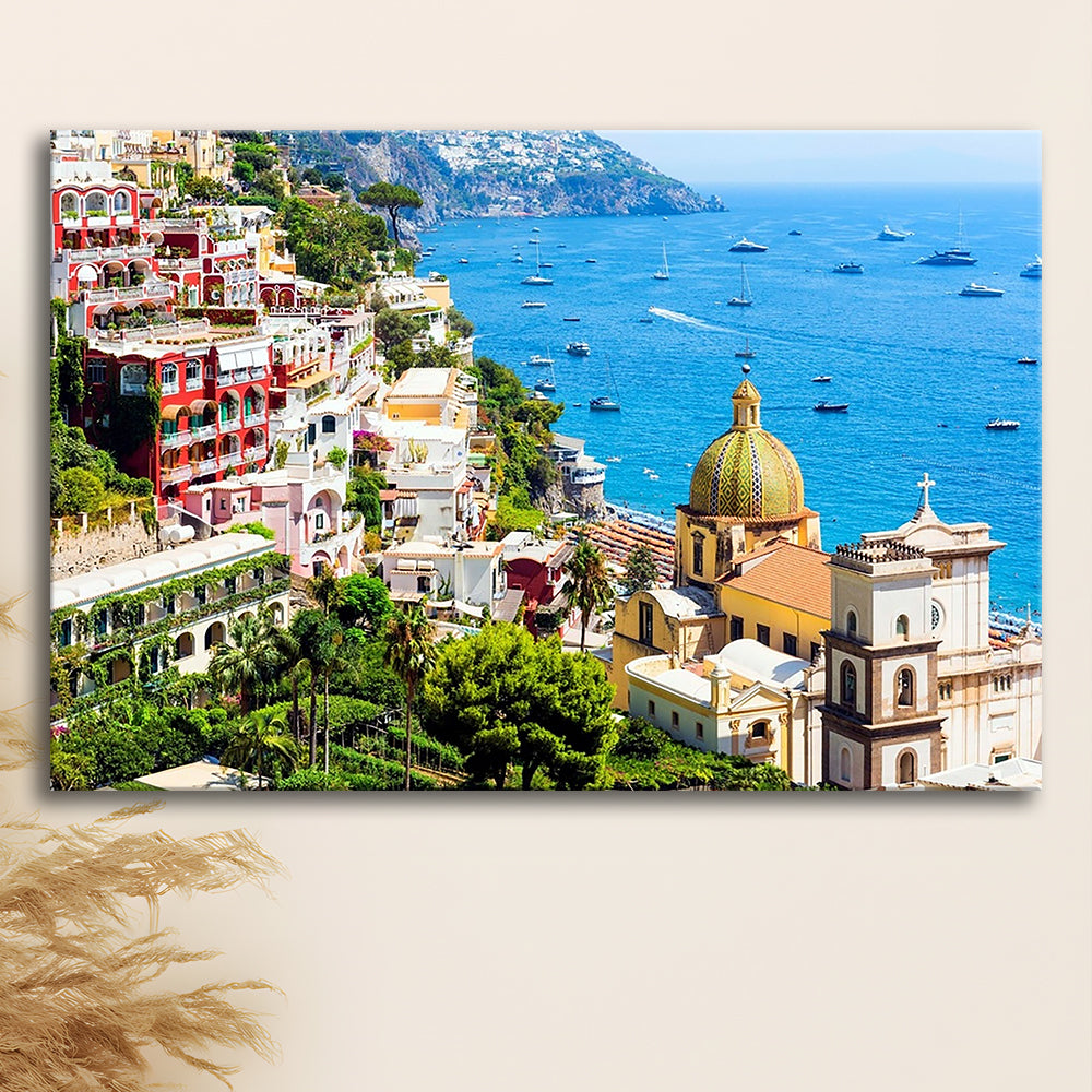 Positano Amalfi Coast Salerno Province Campania Italy Large Stretched Canvas, Cavas Print Wall Art Hom Decor