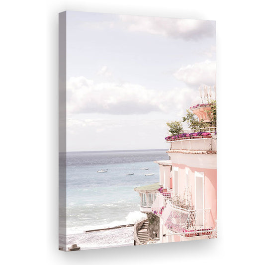 Positano Beach Print, Coastal Print, Pink Print  Beach Photography, Canvas Prints Wall Art