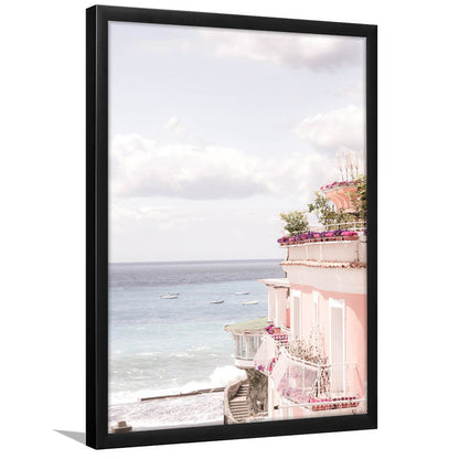 Positano Beach Print, Coastal Print, Pink Print  Beach Photography, Framed Art Prints Wall Decor