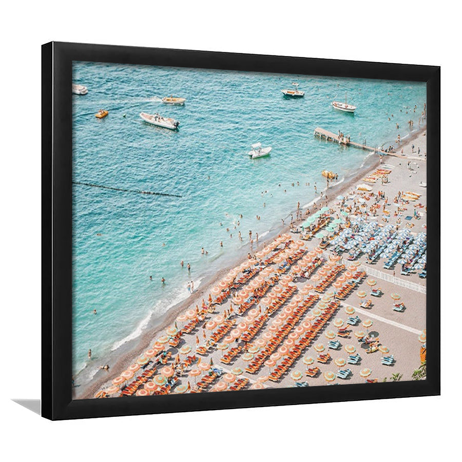 Positano Beach Umbrella, Framed  Print, Painting Art, Framed Art Print Wall Decor, Framed Picture