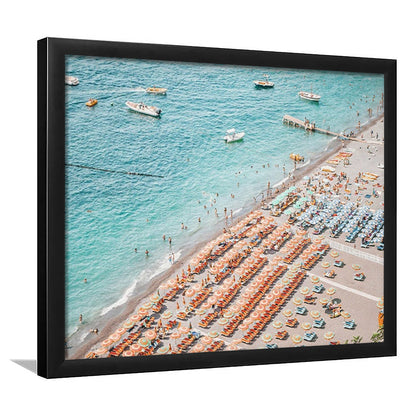 Positano Beach Umbrella, Framed  Print, Painting Art, Framed Art Print Wall Decor, Framed Picture