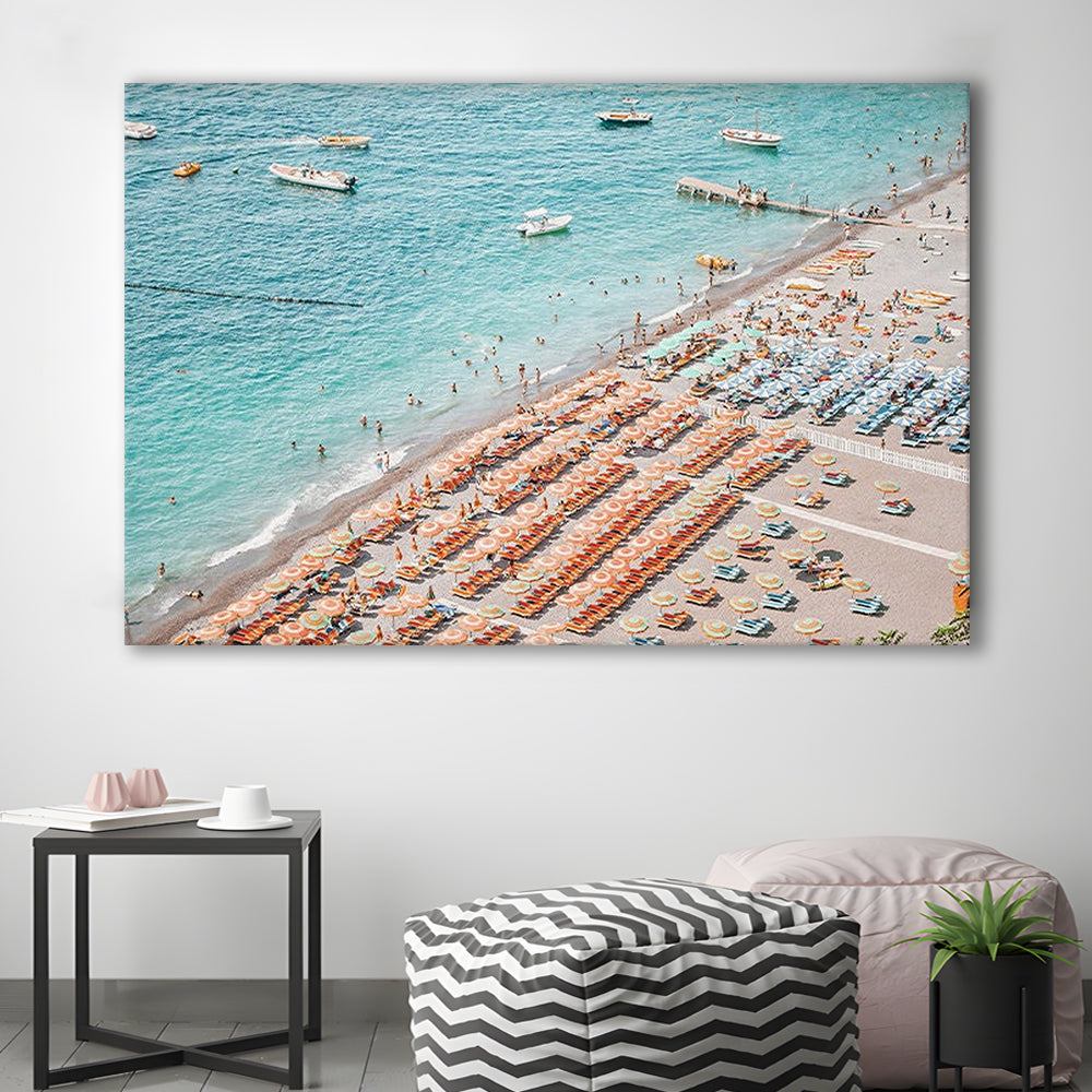 Positano Beach Umbrella, Canvas Art Decor Print, Painting Art, Canvas Print Wall Art Home Decor