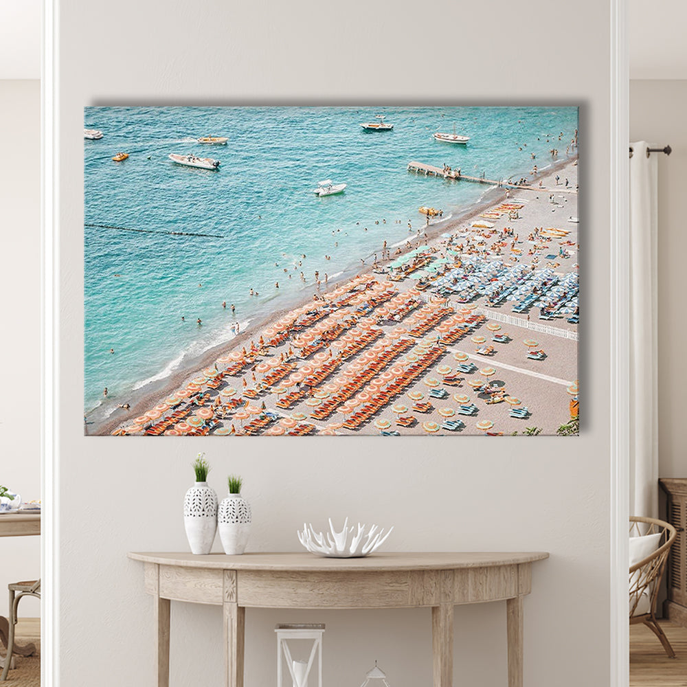 Positano Beach Umbrella, Canvas Art Decor Print, Painting Art, Canvas Print Wall Art Home Decor