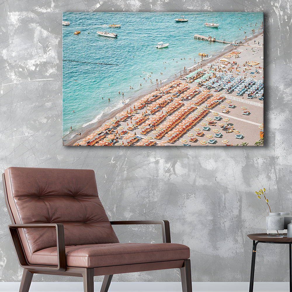 Positano Beach Umbrella, Canvas Art Decor Print, Painting Art, Canvas Print Wall Art Home Decor