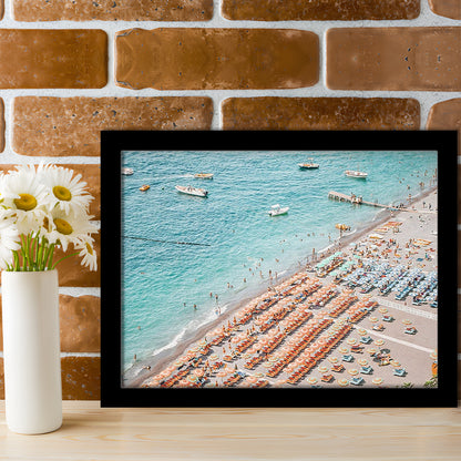 Positano Beach Umbrella, Framed  Print, Painting Art, Framed Art Print Wall Decor, Framed Picture