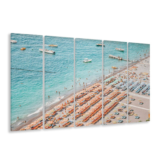 Positano Beach Umbrella, Canvas Art Print, Painting Art, Multi Panels Canvas Print Wall Art