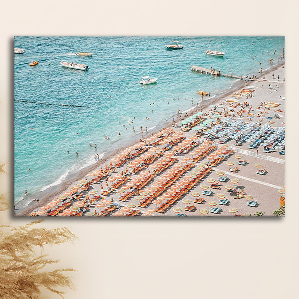 Positano Beach Umbrella, Canvas Art Decor Print, Painting Art, Canvas Print Wall Art Home Decor