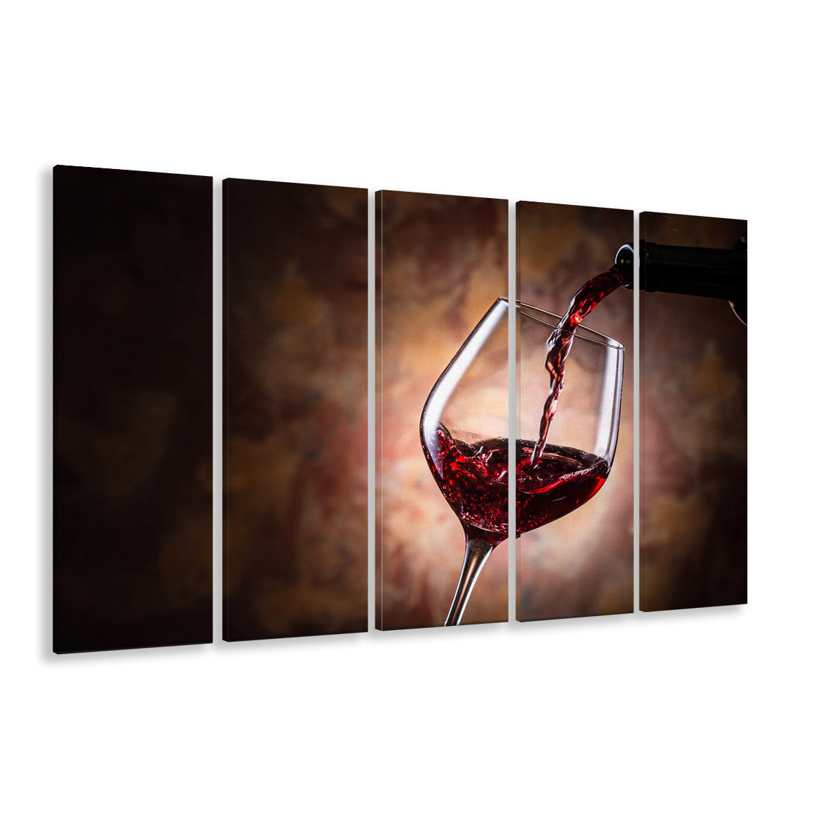 Pouring Wine Into a Glass Canvas, Red Wine Wall Art, Decor for Dining, 5 Piece B Extra Large Cavas Print Wall Art Decor