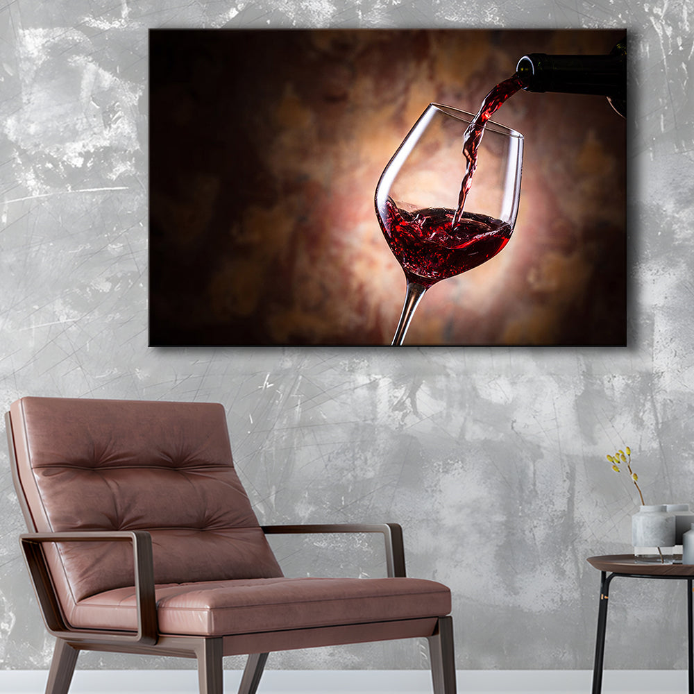 Pouring Wine Into a Glass Canvas, Red Wine Wall Art, Decor for Dining, Cavas Print Wall Art Hom Decor