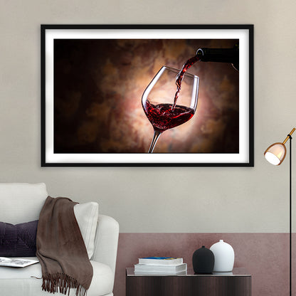 Pouring Wine Into A Glass, Red Wine Wall Art, Decor For Dining, Framed Art Print White Border