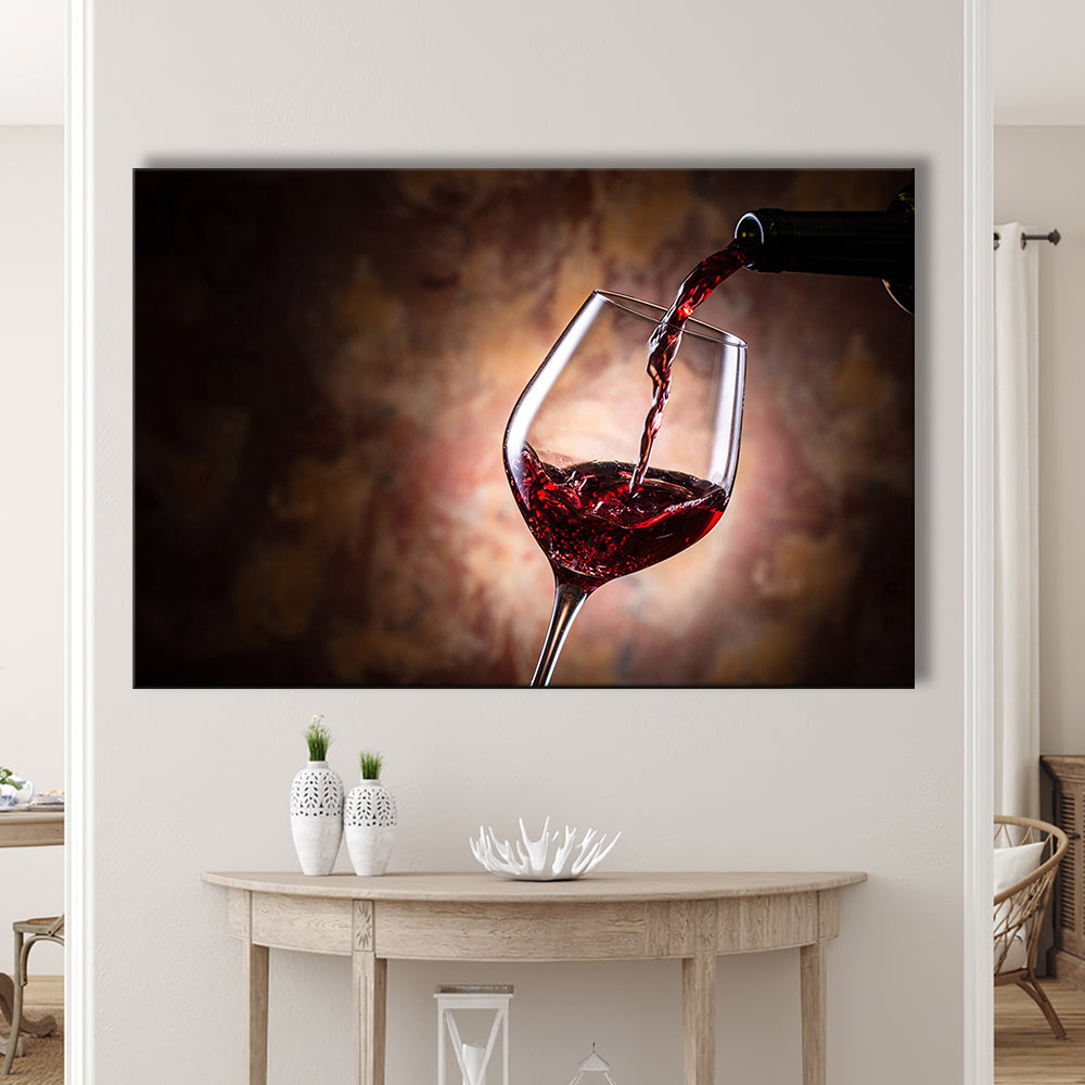 Pouring Wine Into a Glass Canvas, Red Wine Wall Art, Decor for Dining, Cavas Print Wall Art Hom Decor