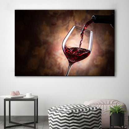 Pouring Wine Into a Glass Canvas, Red Wine Wall Art, Decor for Dining, Cavas Print Wall Art Hom Decor