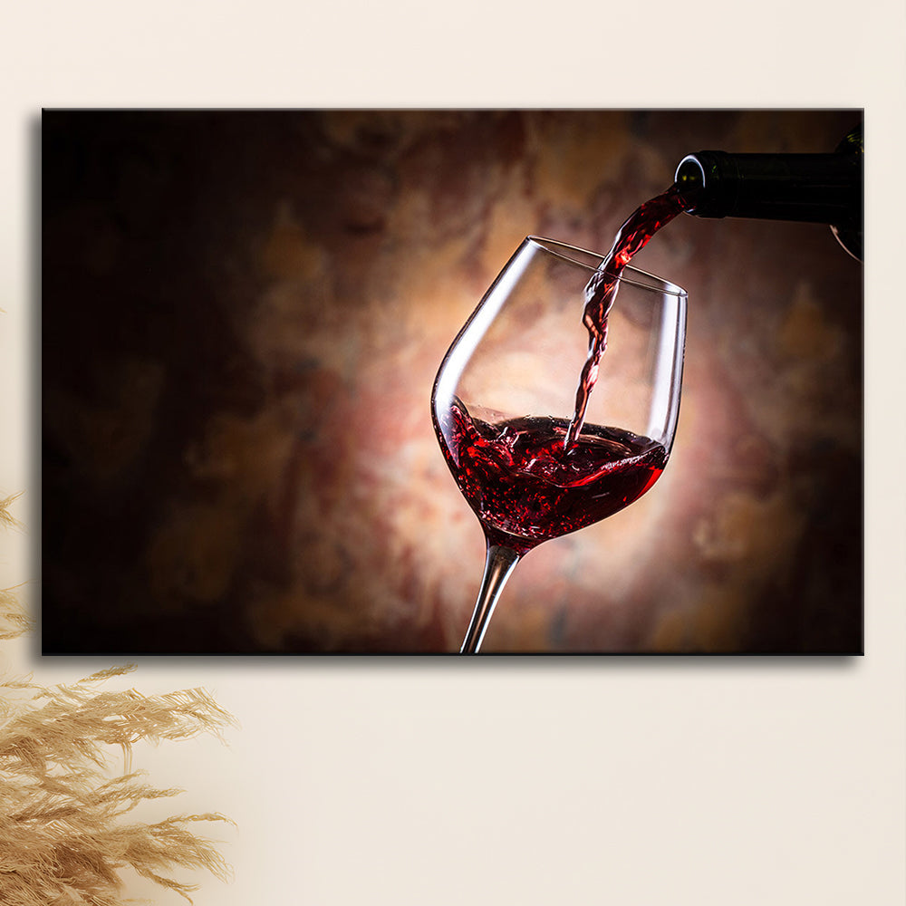 Pouring Wine Into a Glass Canvas, Red Wine Wall Art, Decor for Dining, Cavas Print Wall Art Hom Decor