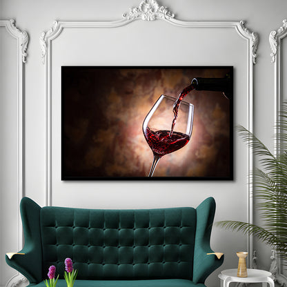 Pouring Wine Into A Glass Art, Red Wine Wall Art, Decor For Dining, Framed Art Print, Picture Framed