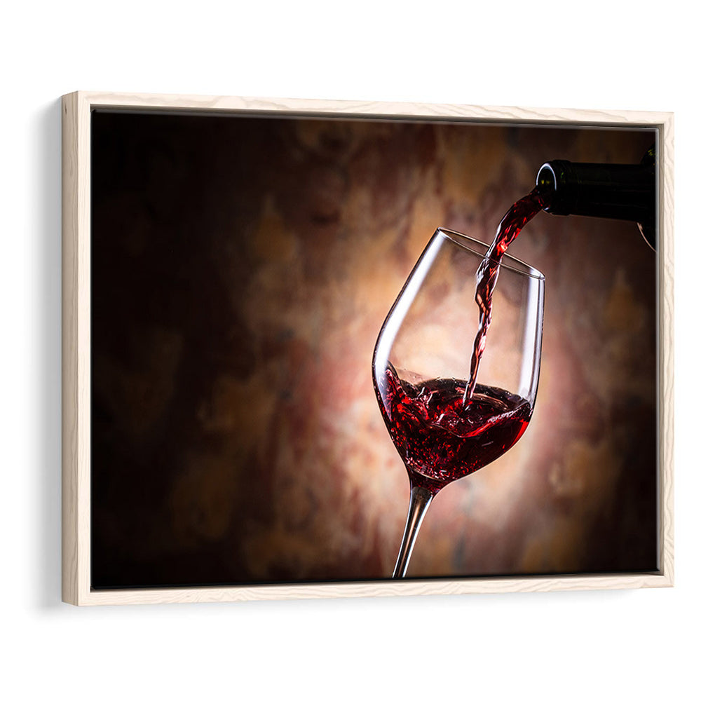 Pouring Wine Into A Glass Canvas, Red Wine Wall Art, Decor For Dining, Framed Cavas Print, Floating Frame