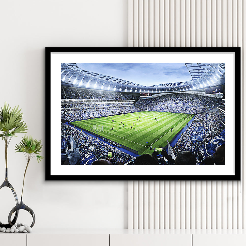 Premier league Stadium, Stadium Canvas, Sport Art, Gift for him, White Border Framed Art Print Wall Decor