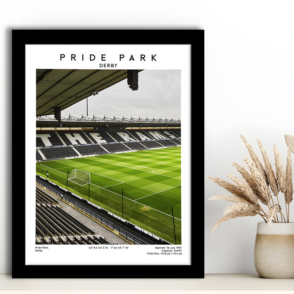 Pride Park Stadium, Derby County Stadium Wall Art Print, Football Stadium Art Decor, Framed Art Prints Wall Decor