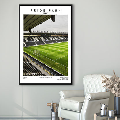 Pride Park Stadium, Derby County Stadium Wall Art Print, Football Stadium Art Decor, Framed Canvas Prints Wall Art