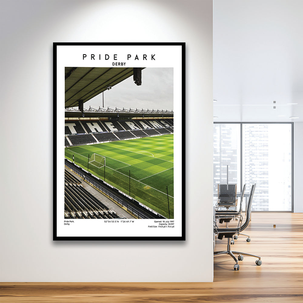 Pride Park Stadium, Derby County Stadium Wall Art Print, Football Stadium Art Decor, Framed Art Prints Wall Decor