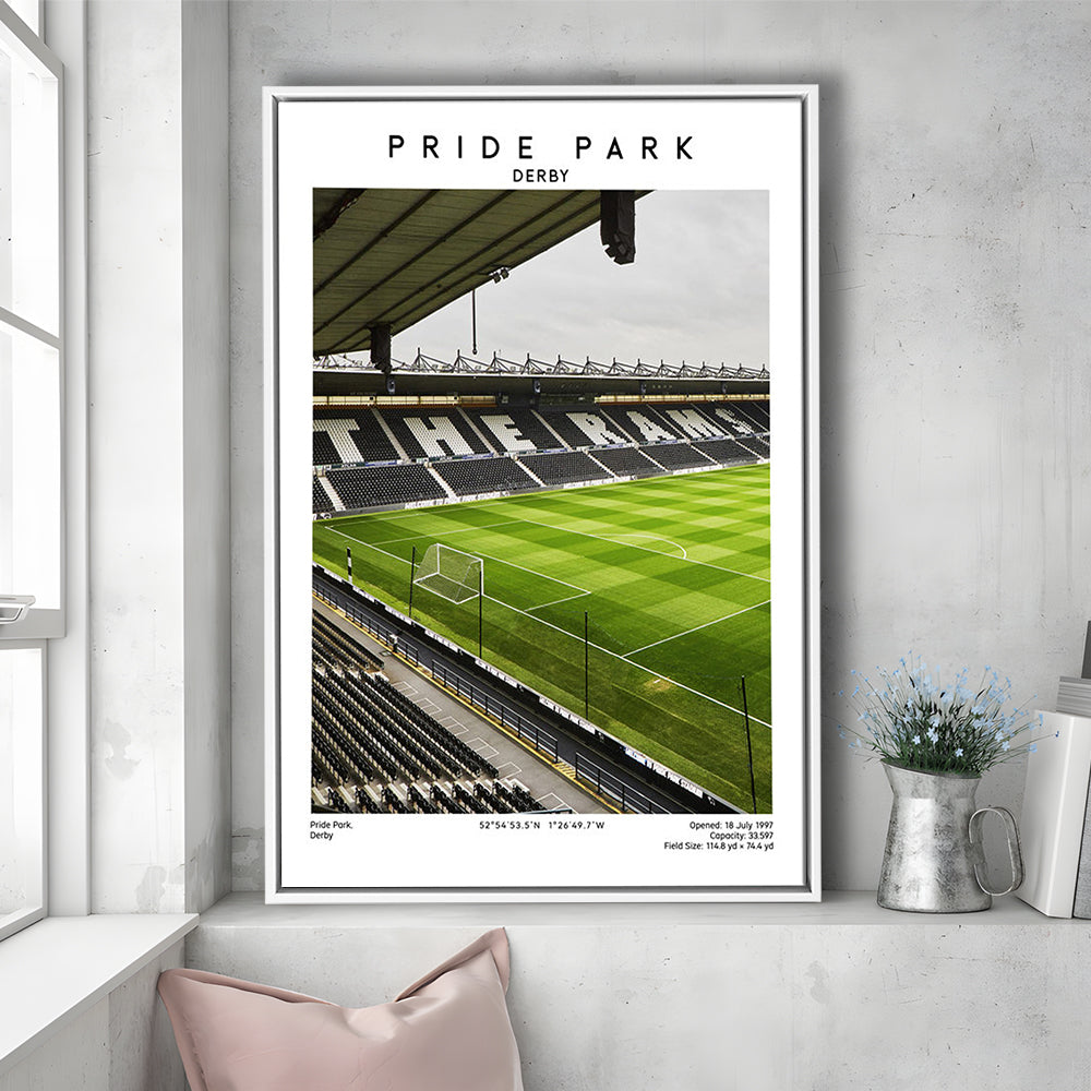Pride Park Stadium, Derby County Stadium Wall Art Print, Football Stadium Art Decor, Framed Canvas Prints Wall Art