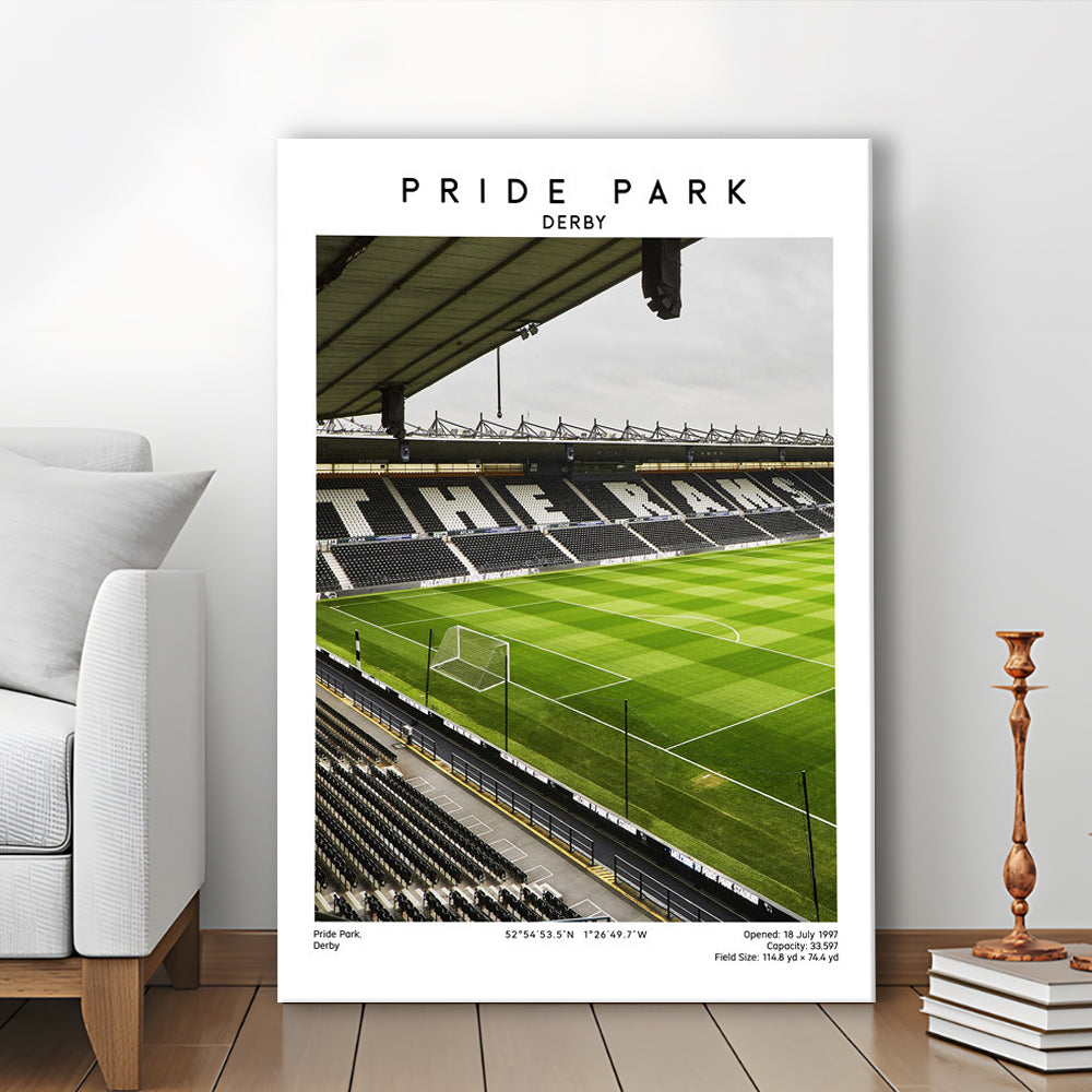 Pride Park Stadium, Derby County Stadium Wall Art Print, Football Stadium Art Decor, Canvas Prints Wall Art, Man Cave Decor