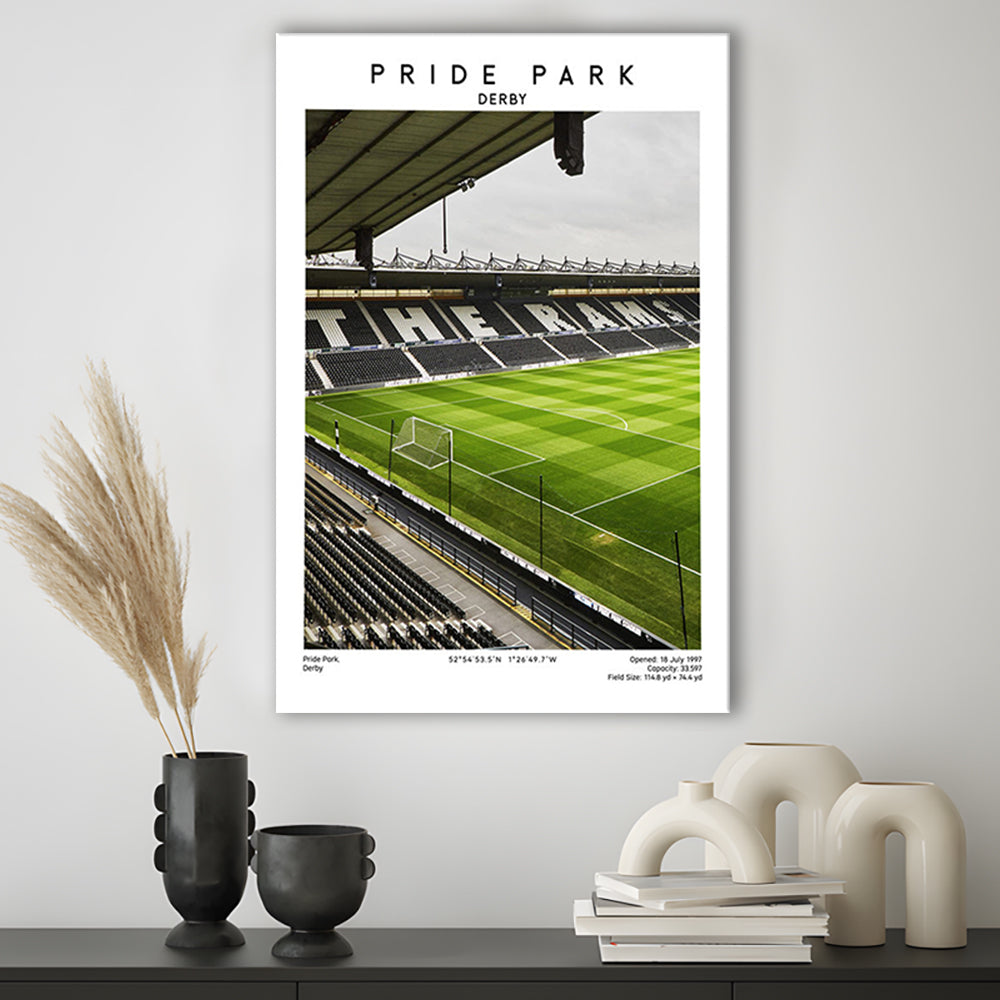 Pride Park Stadium, Derby County Stadium Wall Art Print, Football Stadium Art Decor, Canvas Prints Wall Art, Man Cave Decor