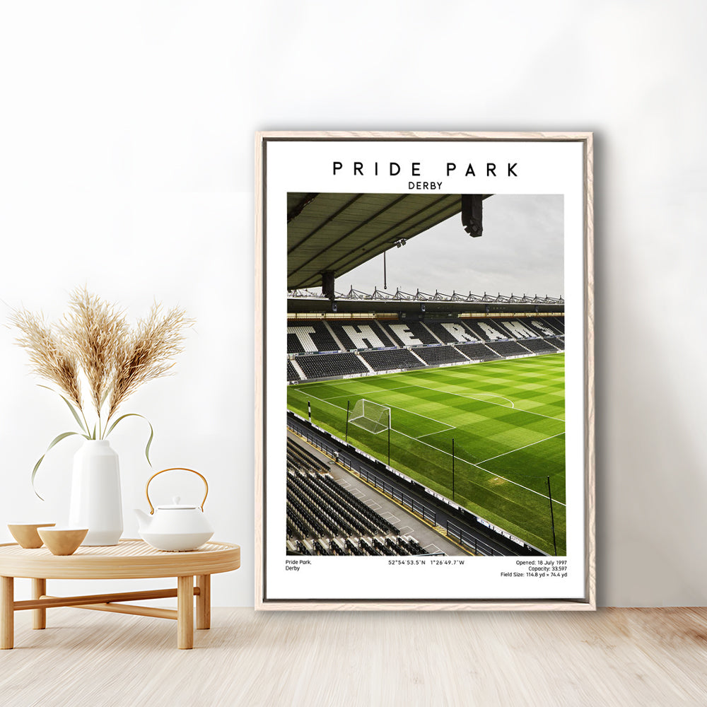 Pride Park Stadium, Derby County Stadium Wall Art Print, Football Stadium Art Decor, Framed Canvas Prints Wall Art