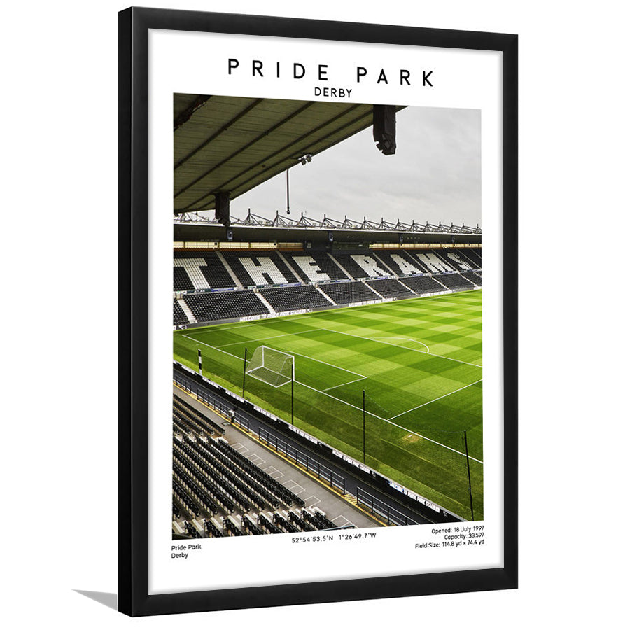 Pride Park Stadium, Derby County Stadium Wall Art Print, Football Stadium Art Decor, Framed Art Prints Wall Decor