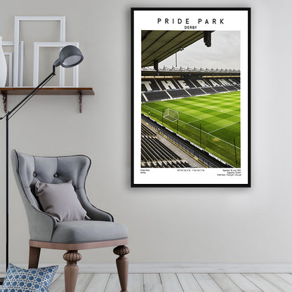 Pride Park Stadium, Derby County Stadium Wall Art Print, Football Stadium Art Decor, Framed Canvas Prints Wall Art