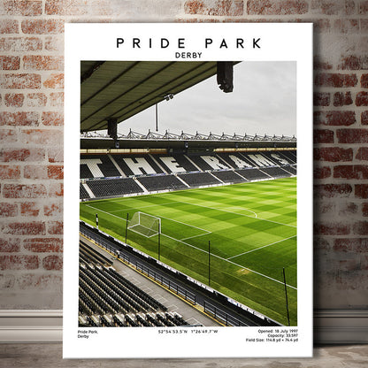 Pride Park Stadium, Derby County Stadium Wall Art Print, Football Stadium Art Decor, Canvas Prints Wall Art, Man Cave Decor