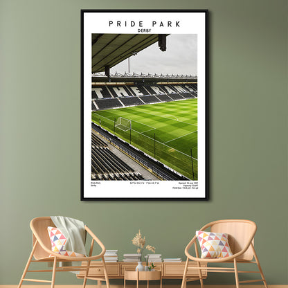 Pride Park Stadium, Derby County Stadium Wall Art Print, Football Stadium Art Decor, Framed Canvas Prints Wall Art
