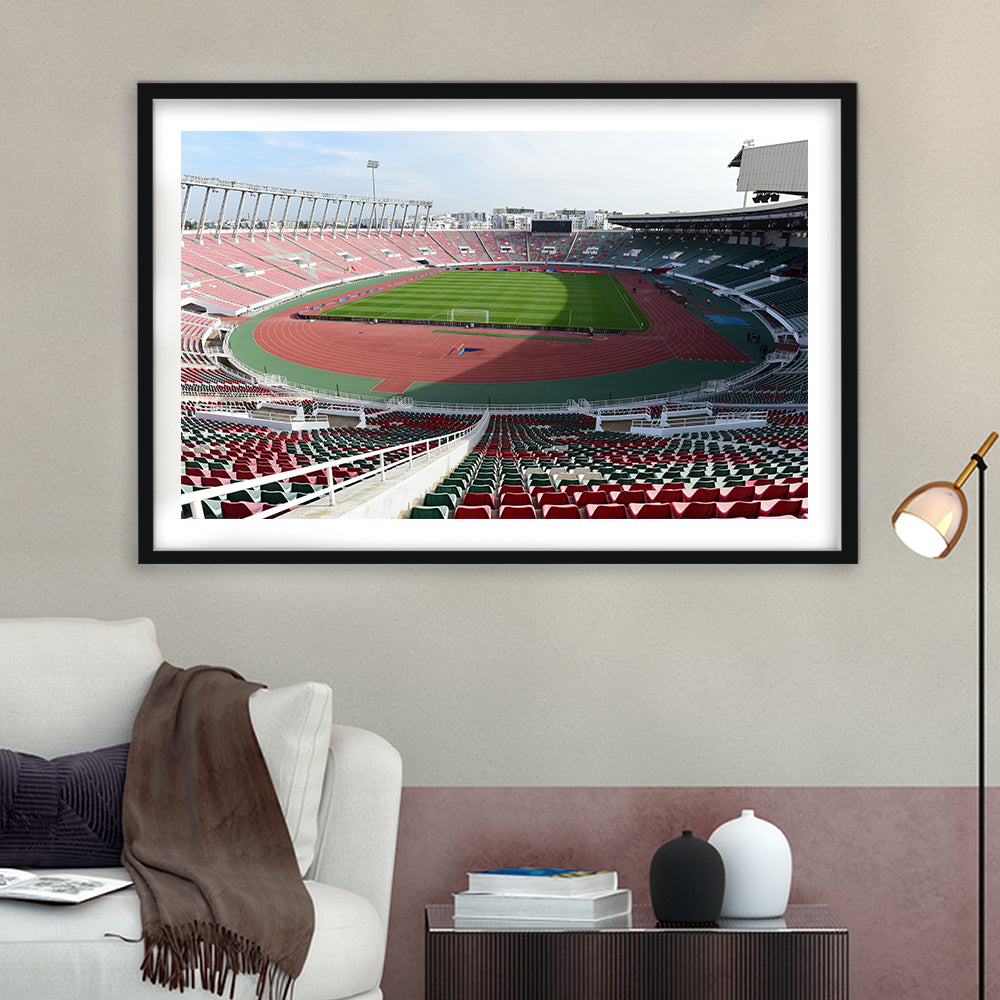 Prince Moulay Abdellah, Stadium Canvas, Sport Art, Gift for him, White Border Framed Art Print Wall Decor
