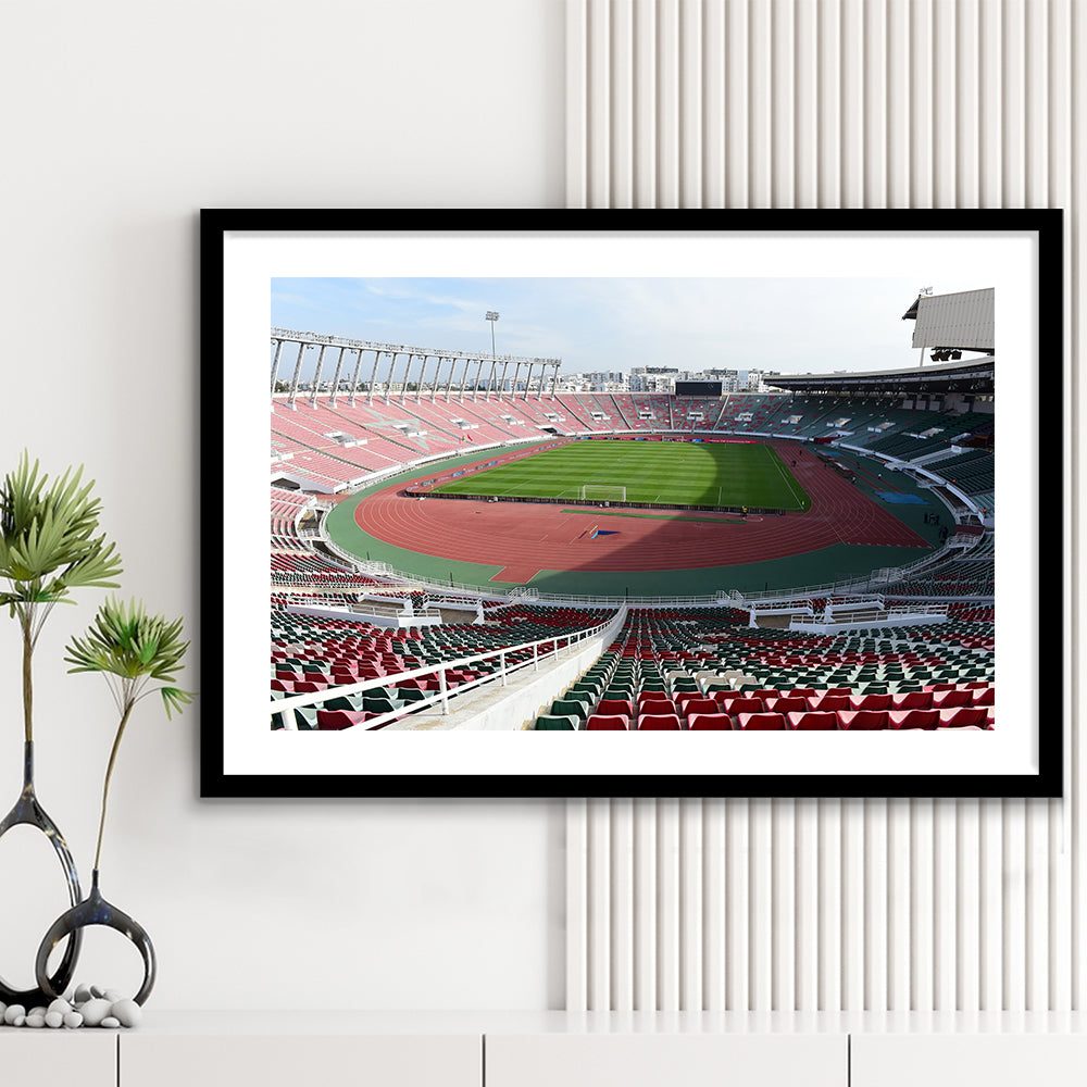 Prince Moulay Abdellah, Stadium Canvas, Sport Art, Gift for him, White Border Framed Art Print Wall Decor