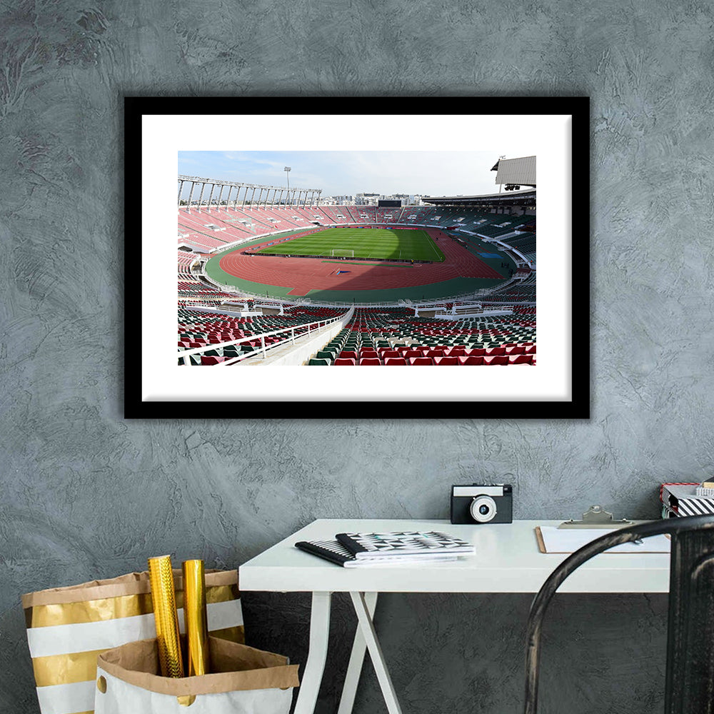 Prince Moulay Abdellah, Stadium Canvas, Sport Art, Gift for him, White Border Framed Art Print Wall Decor