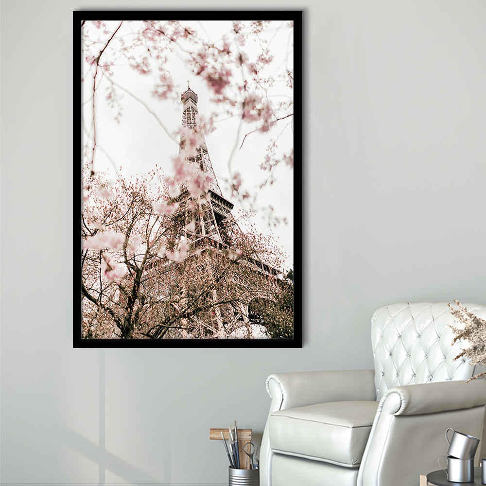 Printable Paris Wall Print Paris Photography Print Eiffel Tower Paris Blossom Print, Framed Art Prints Wall Decor