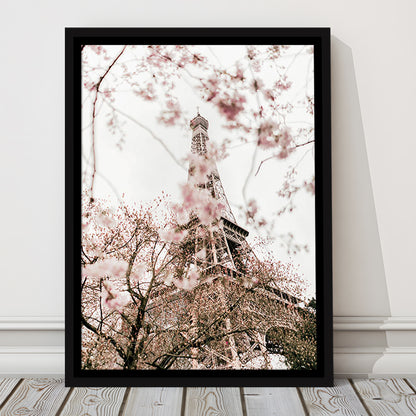Printable Paris Wall Print Paris Photography Print Eiffel Tower Paris Blossom Print, Framed Canvas Prints Wall Art