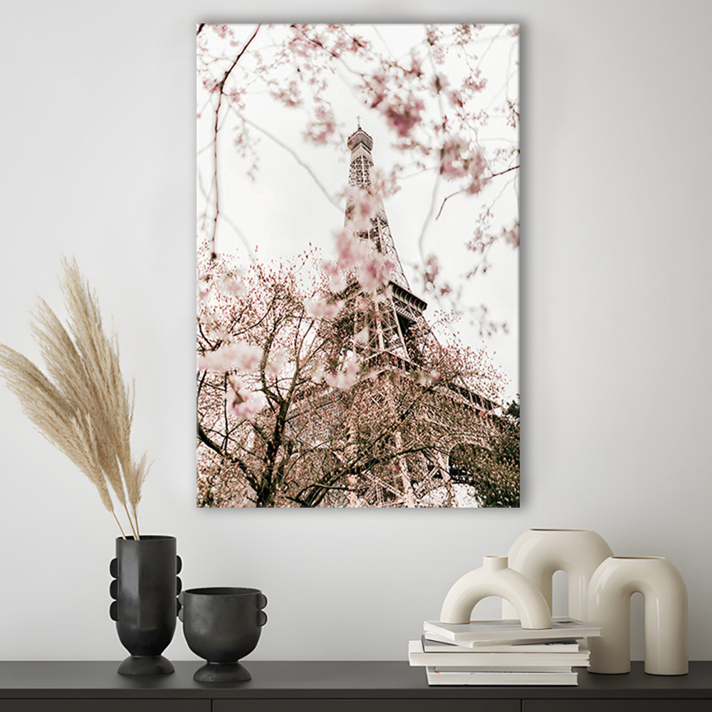Printable Paris Wall Print Paris Photography Print Eiffel Tower Paris Blossom Print, Canvas Prints Wall Art