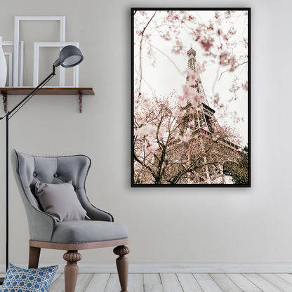 Printable Paris Wall Print Paris Photography Print Eiffel Tower Paris Blossom Print, Framed Canvas Prints Wall Art