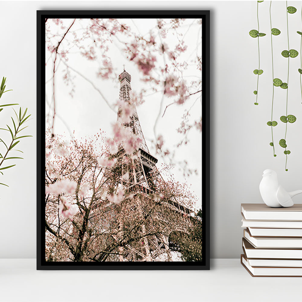 Printable Paris Wall Print Paris Photography Print Eiffel Tower Paris Blossom Print, Framed Canvas Prints Wall Art