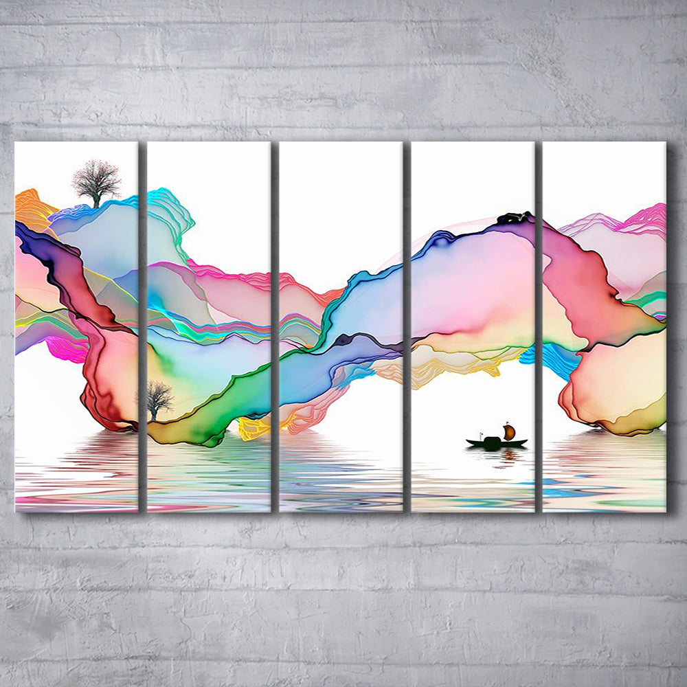Printed Abstract Art Over the Bed,Decorative Background Decor for Home, 5 Piece B Extra Large Cavas Print Wall Art Decor
