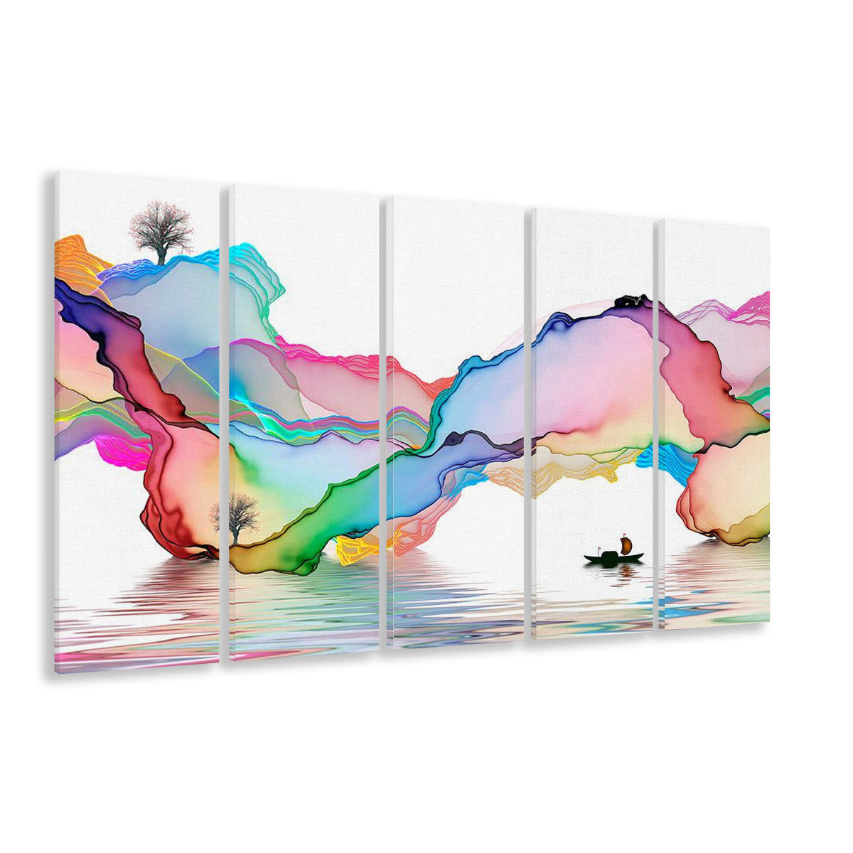 Printed Abstract Art Over the Bed,Decorative Background Decor for Home, 5 Piece B Extra Large Cavas Print Wall Art Decor