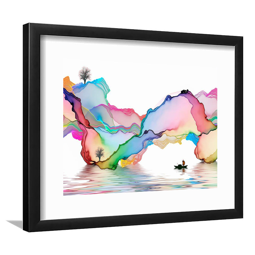 Printed Abstract Art Over The Bed,Decorative Background Decor For Home,Art Decor, Framed Art Print White Border