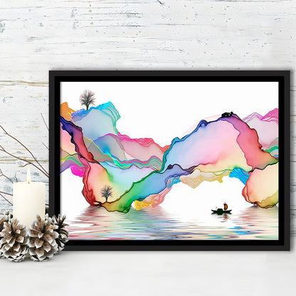 Printed Abstract Art Over The Bed,Decorative Background Decor For Home, Framed Cavas Print, Floating Frame