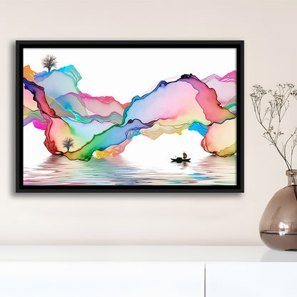 Printed Abstract Art Over The Bed,Decorative Background Decor For Home, Framed Cavas Print, Floating Frame