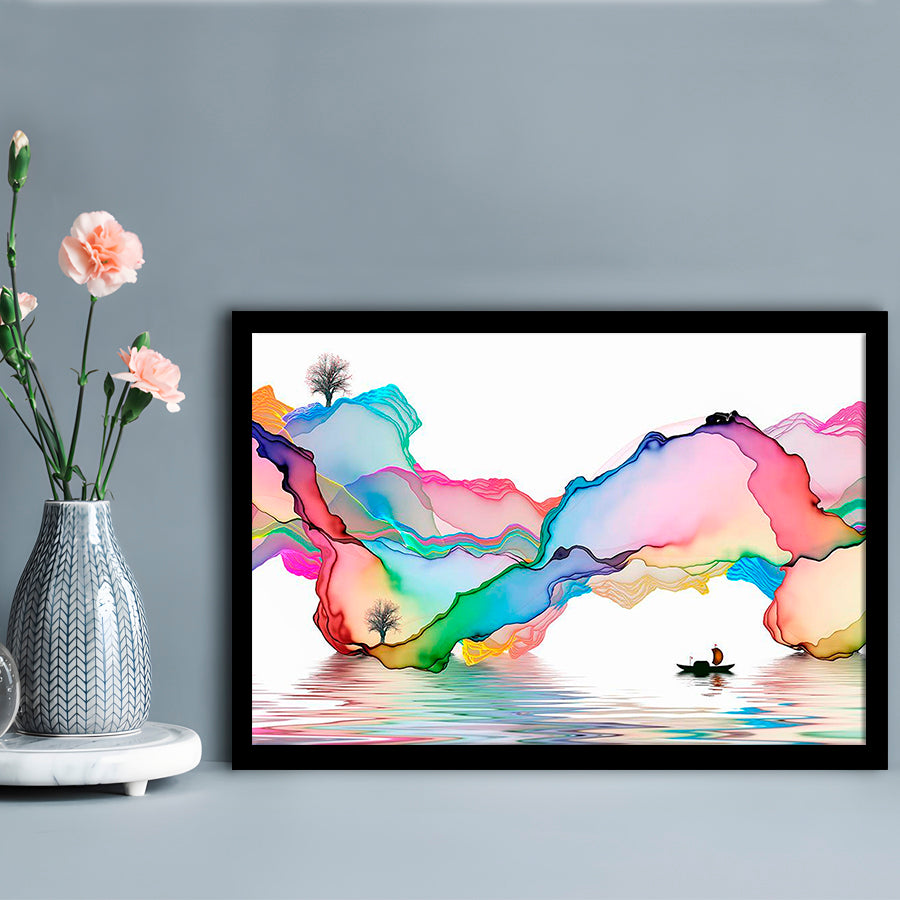 Printed Abstract Art Over The Bed,Decorative Background Decor For Home,Art Decor, Framed Art Print, Picture Framed