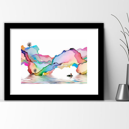 Printed Abstract Art Over The Bed,Decorative Background Decor For Home,Art Decor, Framed Art Print White Border