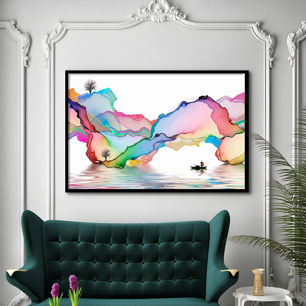 Printed Abstract Art Over The Bed,Decorative Background Decor For Home,Art Decor, Framed Art Print, Picture Framed