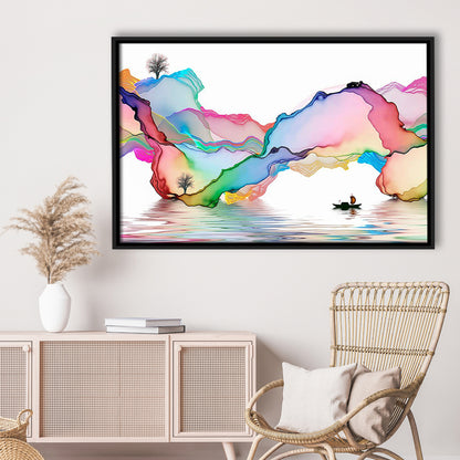Printed Abstract Art Over The Bed,Decorative Background Decor For Home, Framed Cavas Print, Floating Frame