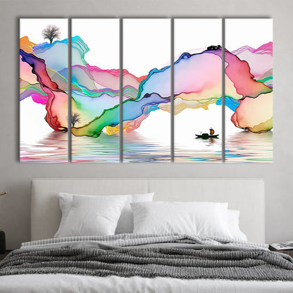 Printed Abstract Art Over the Bed,Decorative Background Decor for Home, 5 Piece B Extra Large Cavas Print Wall Art Decor